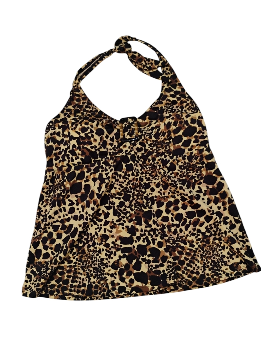 Liz Lange Maternity Halter Leopard Print Tankini top SZ L